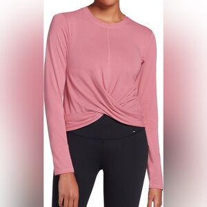 Calia by Carrie Underwood Long Sleeve Twist Trap Front Activewear Outdoor Pink M
